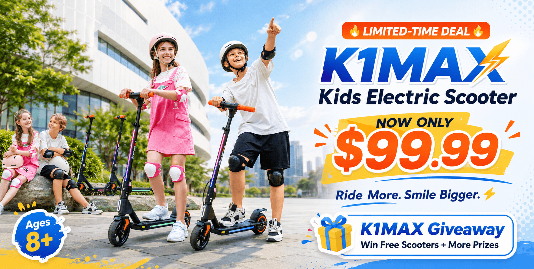 K1MAX Kids Electric Scooter Limited Sale + Giveaway | Only $99.99
