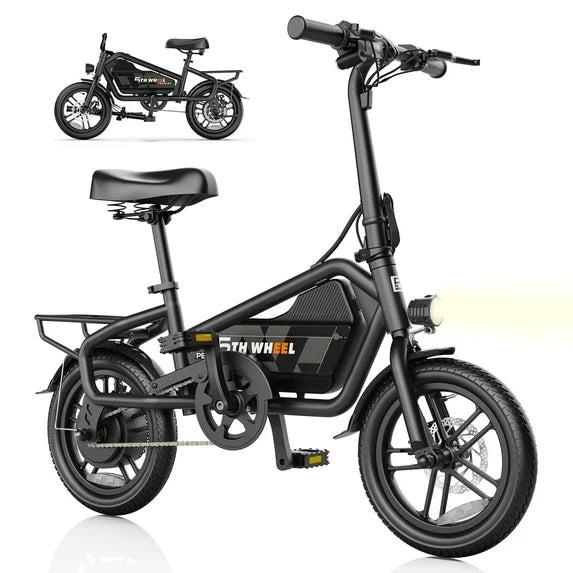 5TH WHEEL Electric Bike for Adults with 650W Peak Motor 14" Electric Bicycle, 36V 7.8Ah Battery Ebike, UL2849